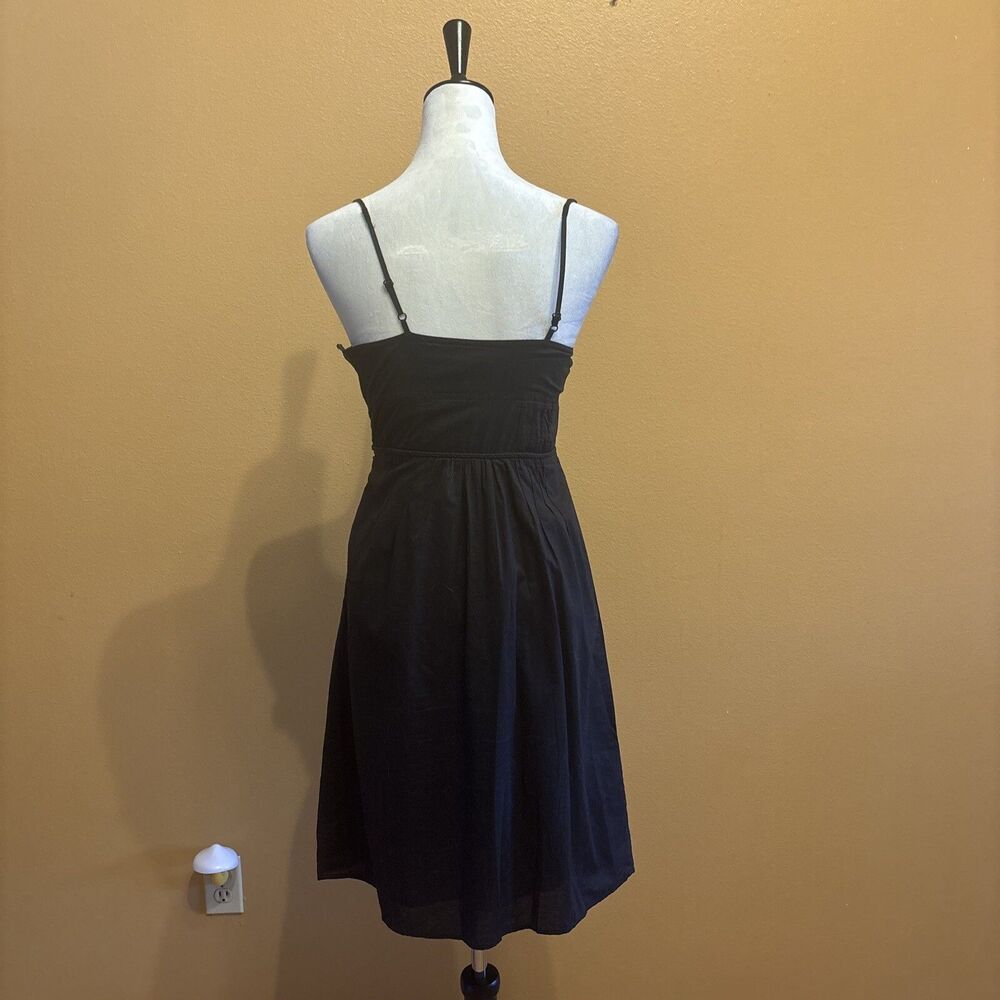 American Eagle Women's Size 0 Black Cotton Sundress Spaghetti Strap Tie Waist - Picture 4 of 11